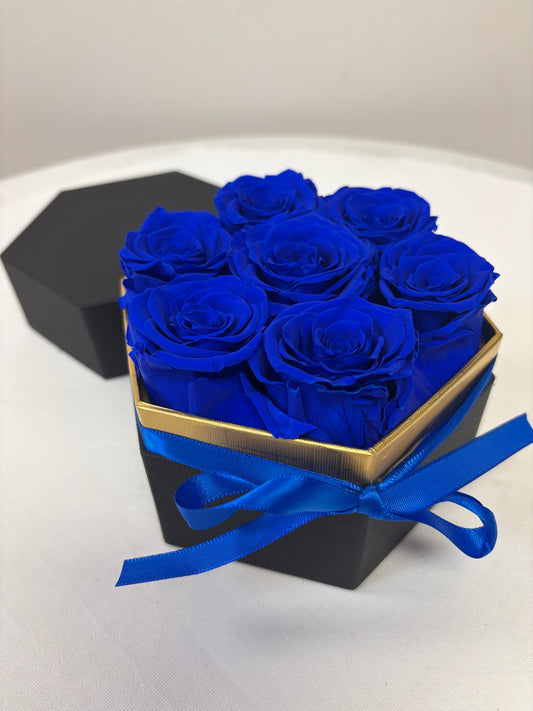 7 Blue Preserved Roses