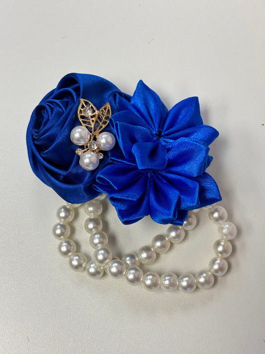 Blue Flower Ribbon Corsage