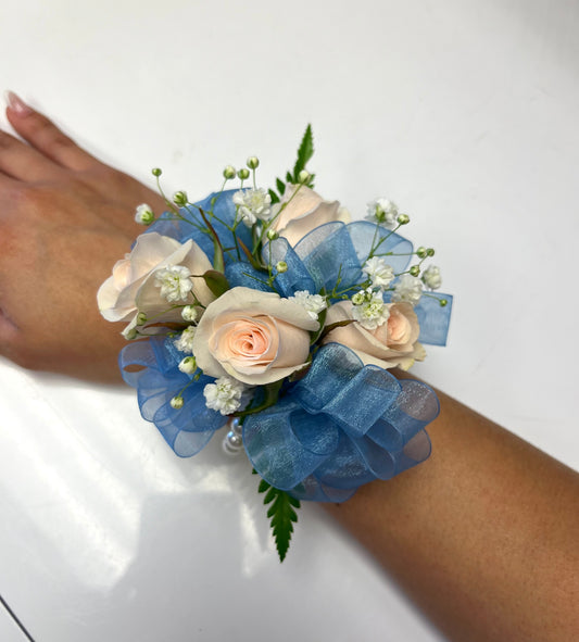 Pink and Blue Prom Corsage