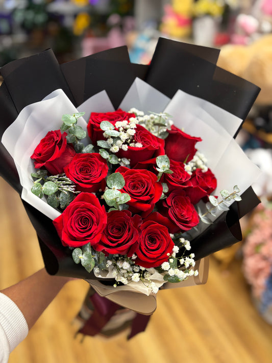 Dozen Roses Elegant Bouquet