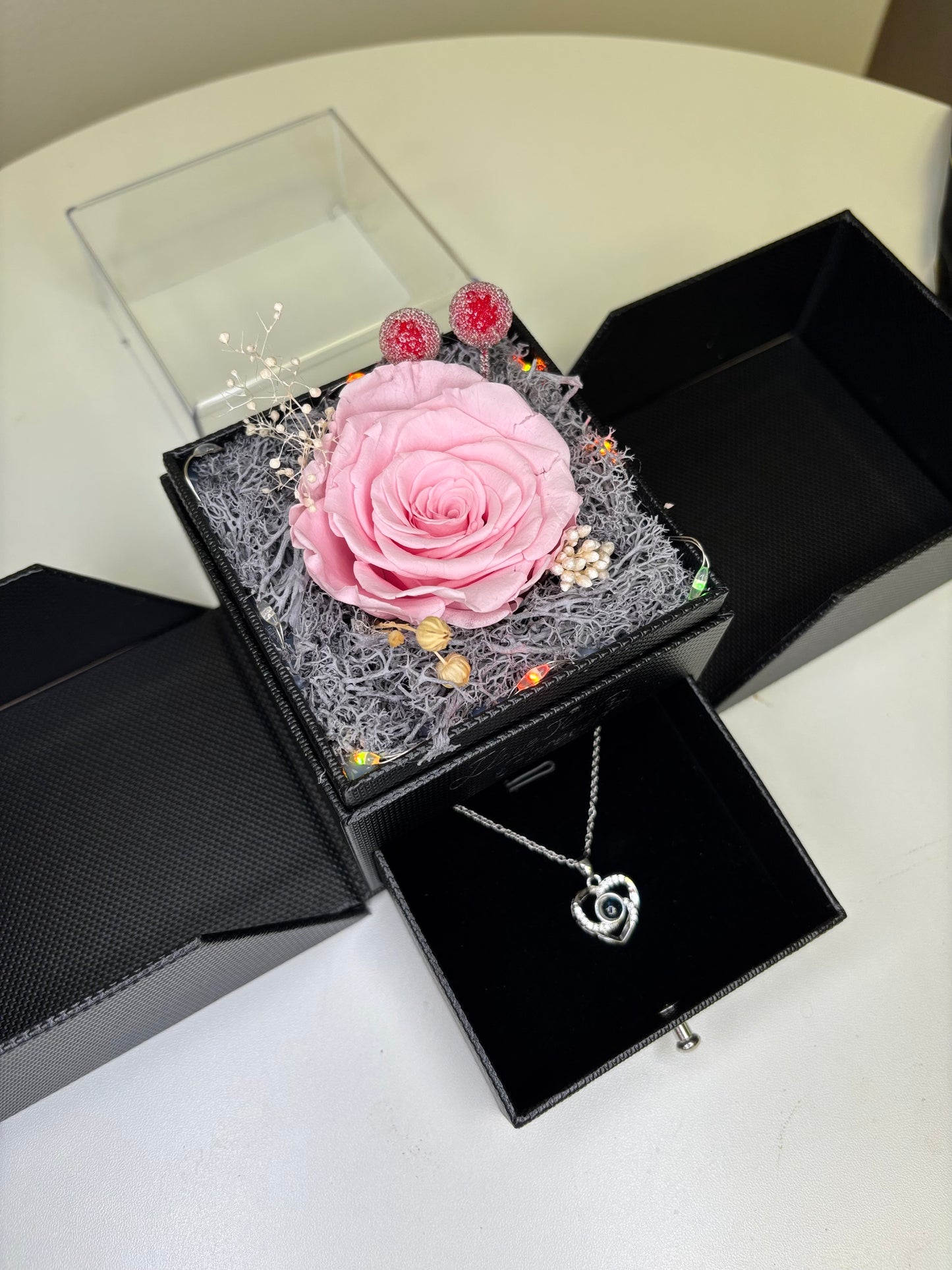 Preserved Single Rose & Necklace (3 Colors Available)