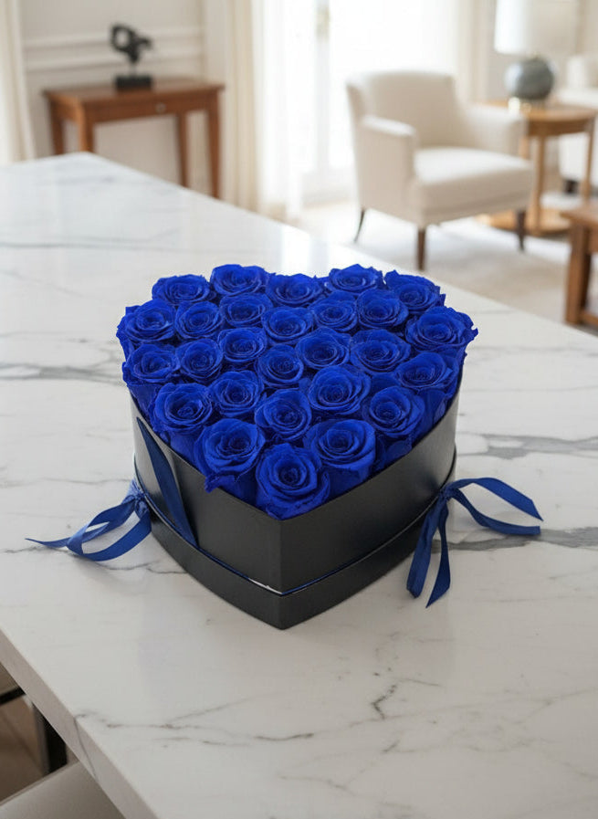 27 Preserved Roses Heart Box