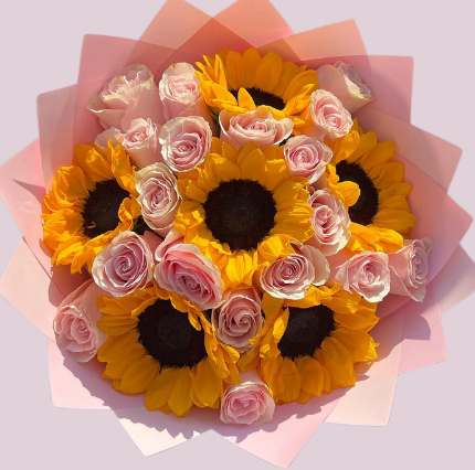 Sunflower and Roses