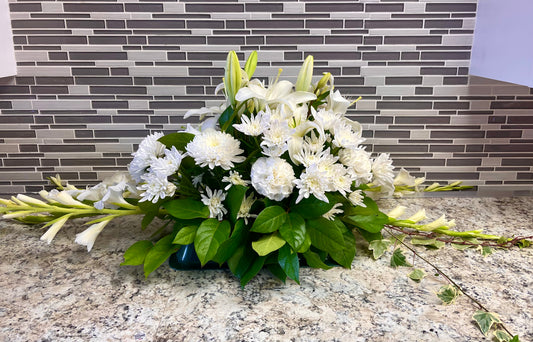 All White Casket Spray