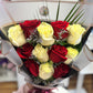 Standing Red and White Roses Bouquet