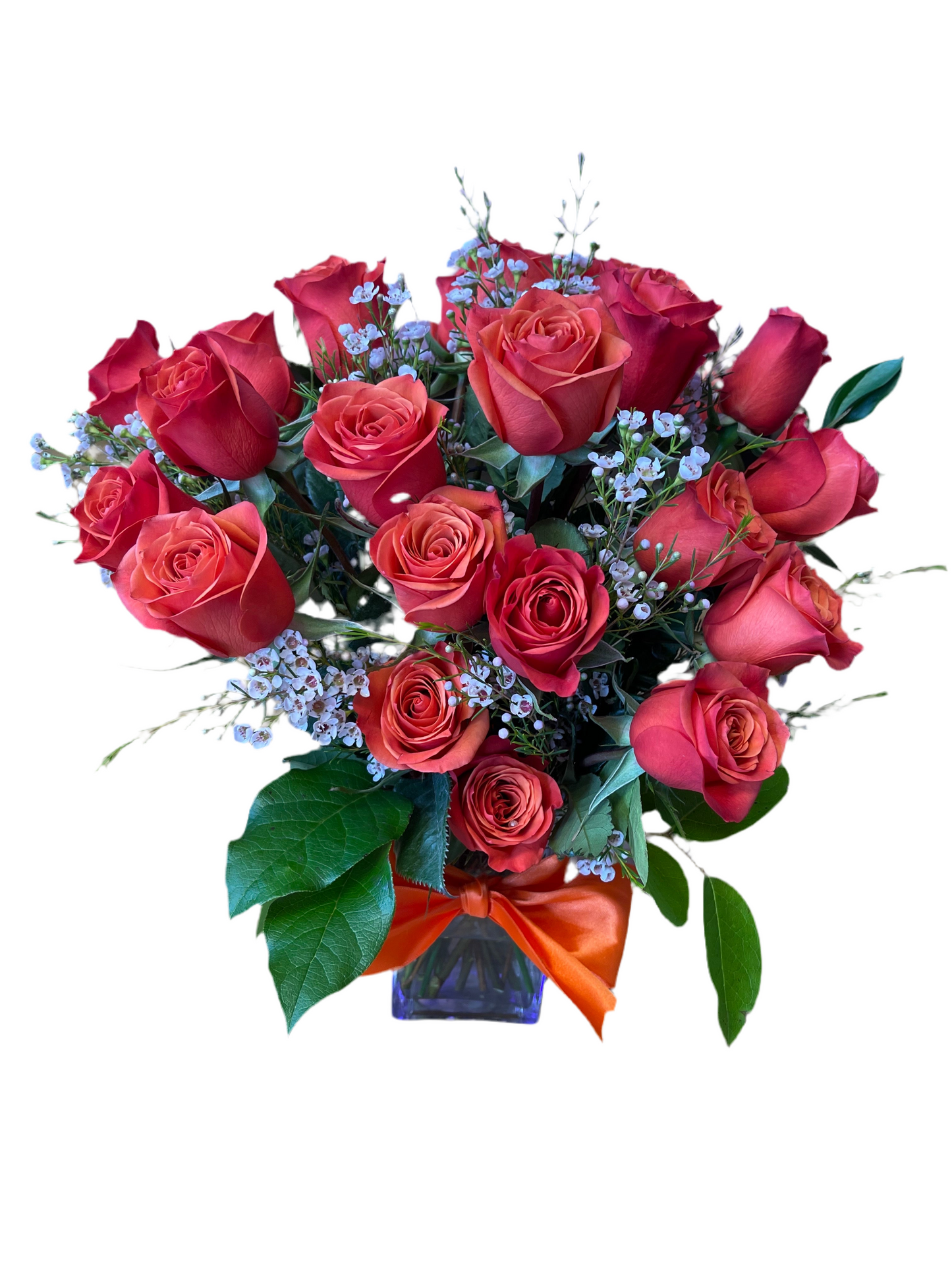 24 Orange Roses Vase Arrangement