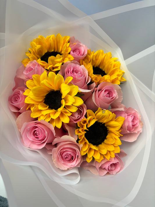 Sunflower and Roses