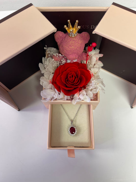 Bear & Preserved Rose Box