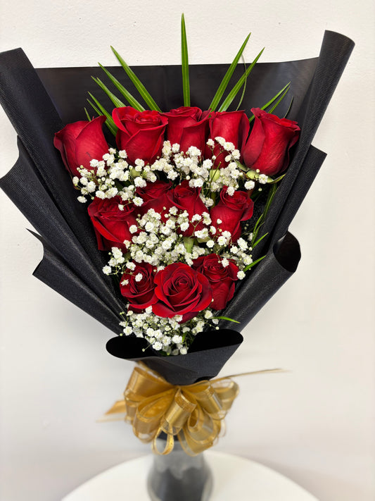 12 Roses Wrapped Bouquet