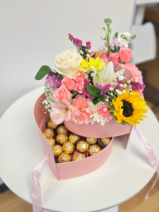 Assorted Flowers Double Stack Heart (Best Seller)