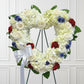 Red White and Blue Open Heart Funeral Arrangement