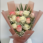 Dozen Pink and White Roses