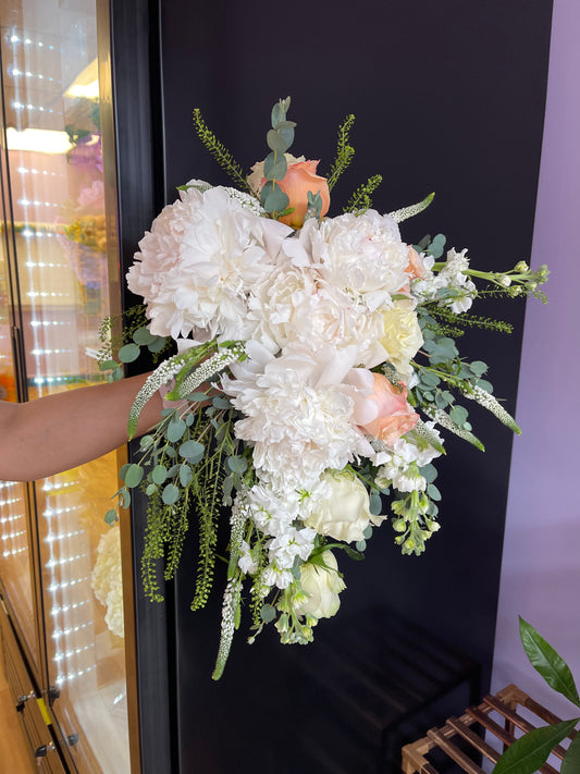 Peonies Cascade Wedding Bouquet